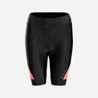 Women's Strapless Summer Road Cycle Shorts Discover - Black/Coral