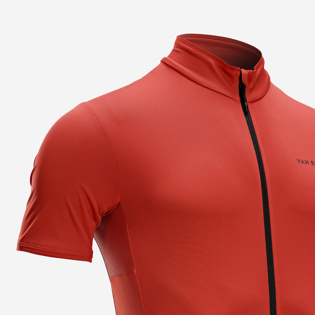 TRICOTA CICLISMO CARRETERA ENDURANCE HOMBRE ROJO TEJA MANGA CORTA VERANO