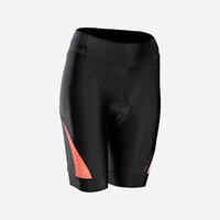 Women's Strapless Summer Road Cycle Shorts Discover - Black/Coral