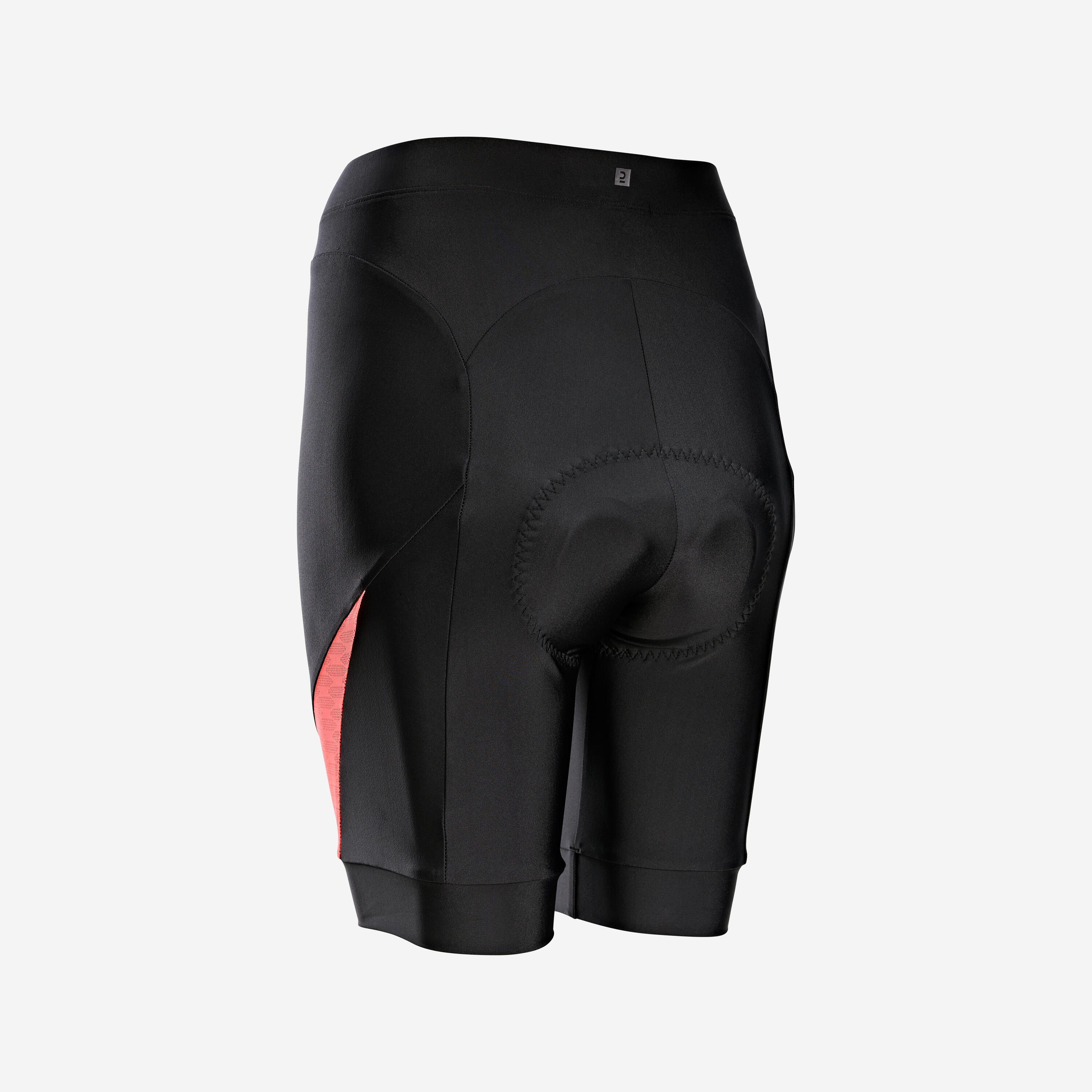 Women's Strapless Summer Road Cycle Shorts Discover - Black/Coral 3/7