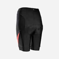 Women's Strapless Summer Road Cycle Shorts Discover - Black/Coral