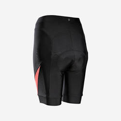 Women's Strapless Summer Road Cycle Shorts Discover - Black/Coral