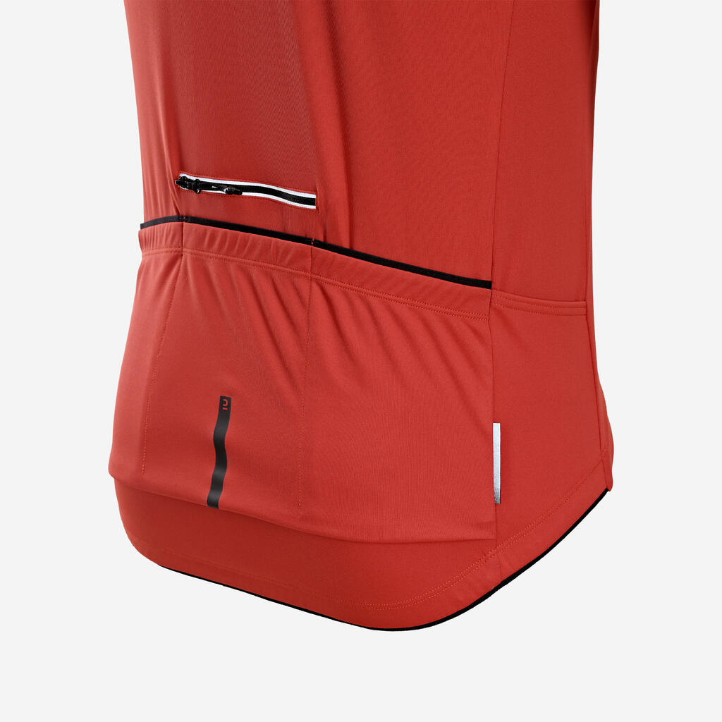 TRICOTA CICLISMO CARRETERA ENDURANCE HOMBRE ROJO TEJA MANGA CORTA VERANO