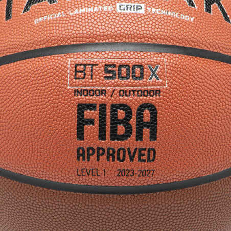 Adult Basketball BT500 Grip Size 7 - Brown/Orange