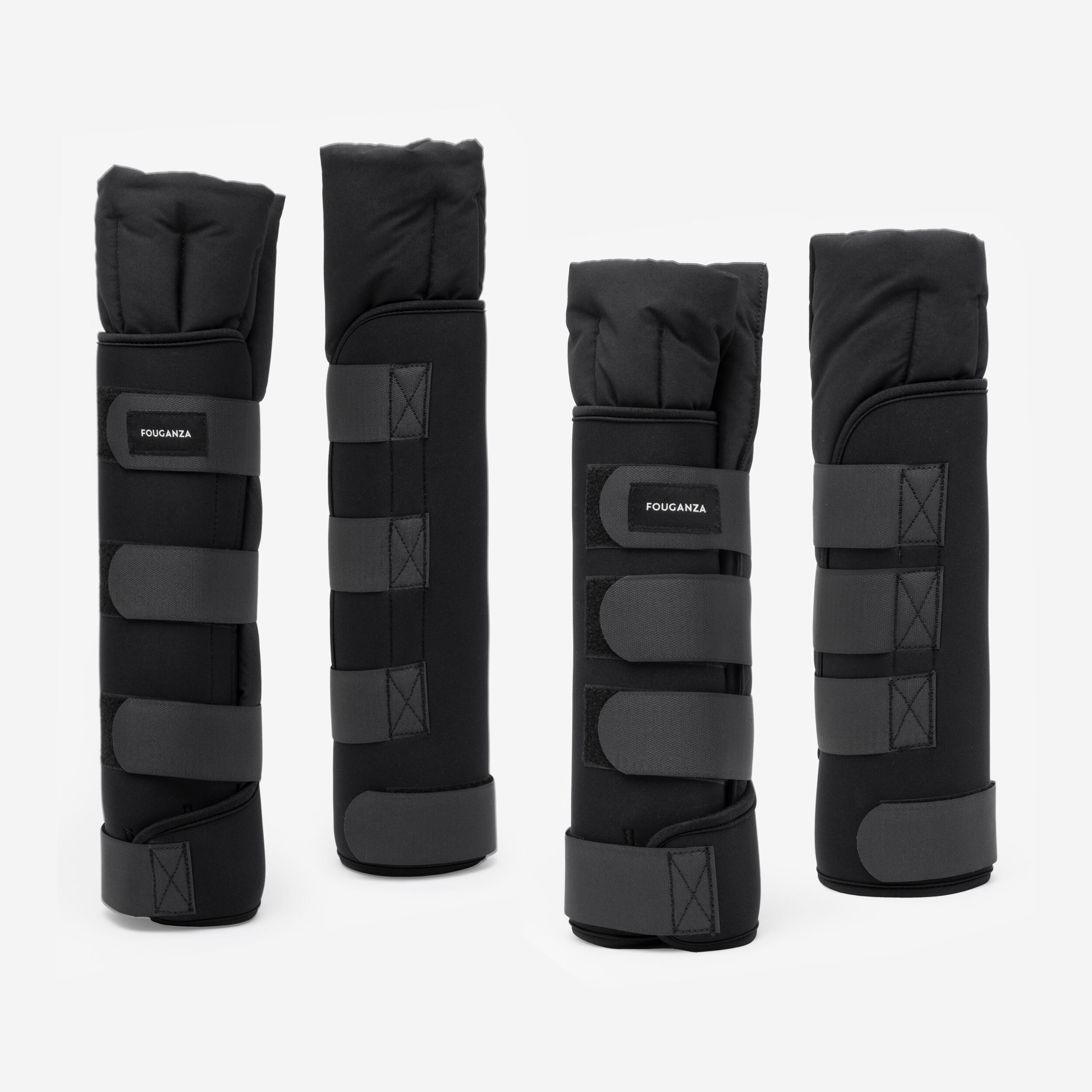 Fouganza - Guêtres De Repos Équitation Avec Coton Cheval Et Poney - Stable Boots Noire X2 - Bande De Repos - Sport Equestre - - 44l - Decathlon