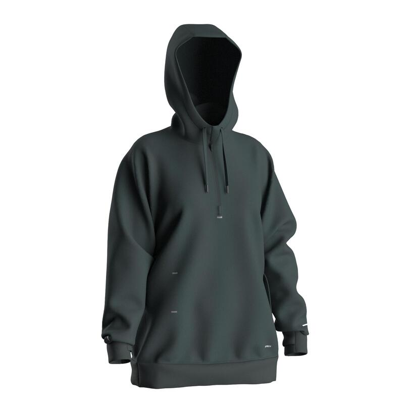 Kadın Kapüşonlu Koşu Sweatshirtü - Füme Yeşil - KIPRUN Run 500 Warm