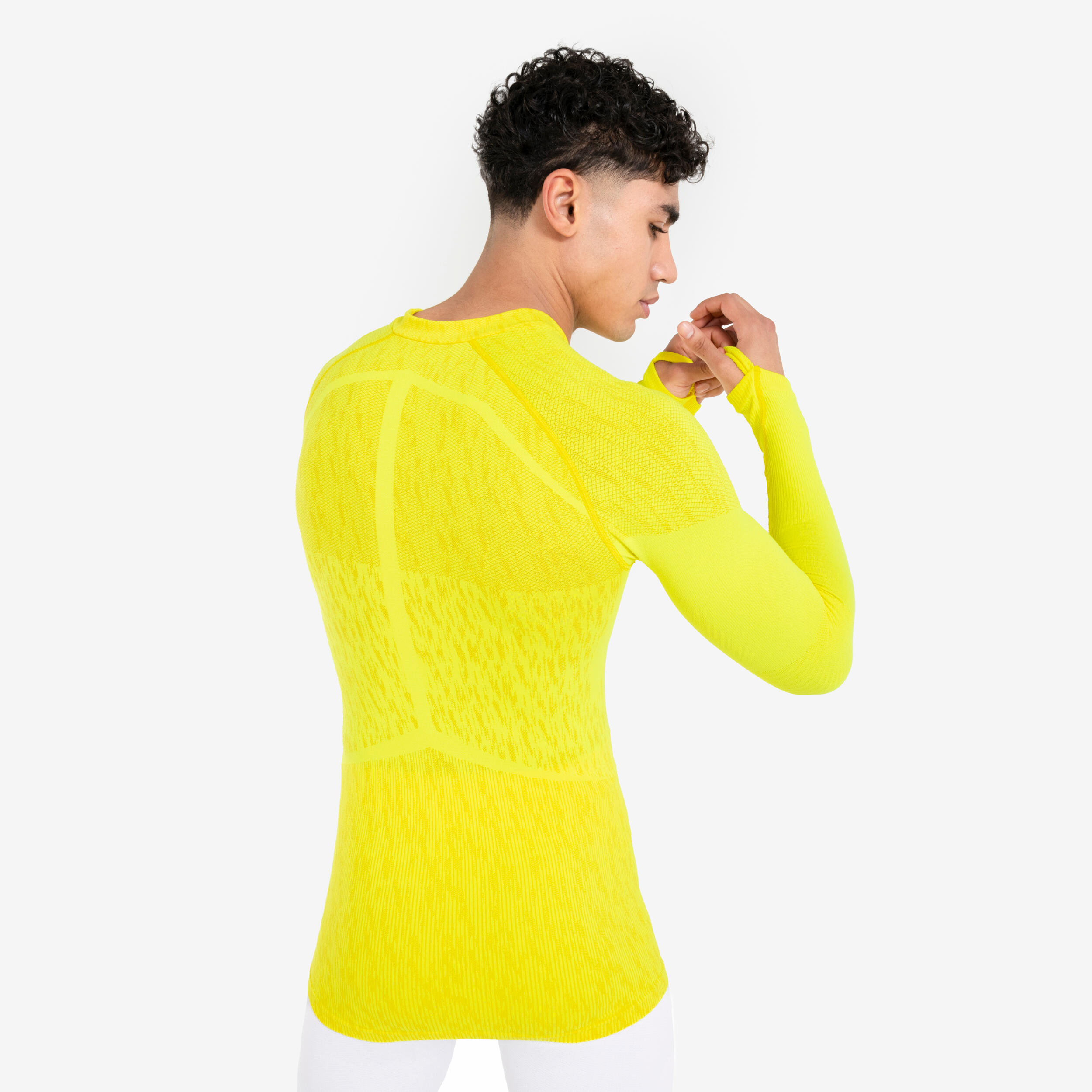 Sous-maillot de foot thermique sans-couture manches longues, Keepdry jaune flu 4/13