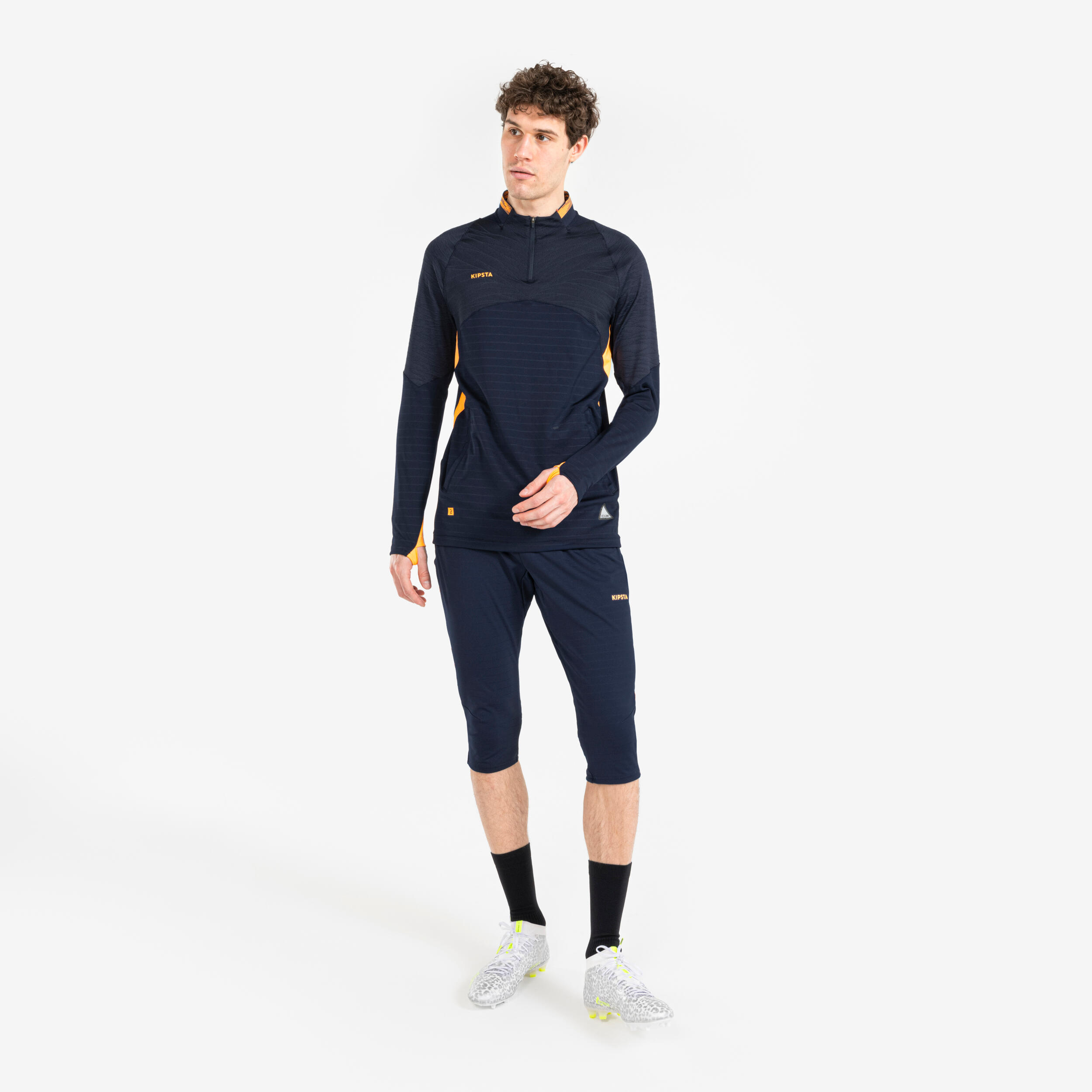 Pantalón de fútbol CLR 3/4 Marino y naranja 5/5