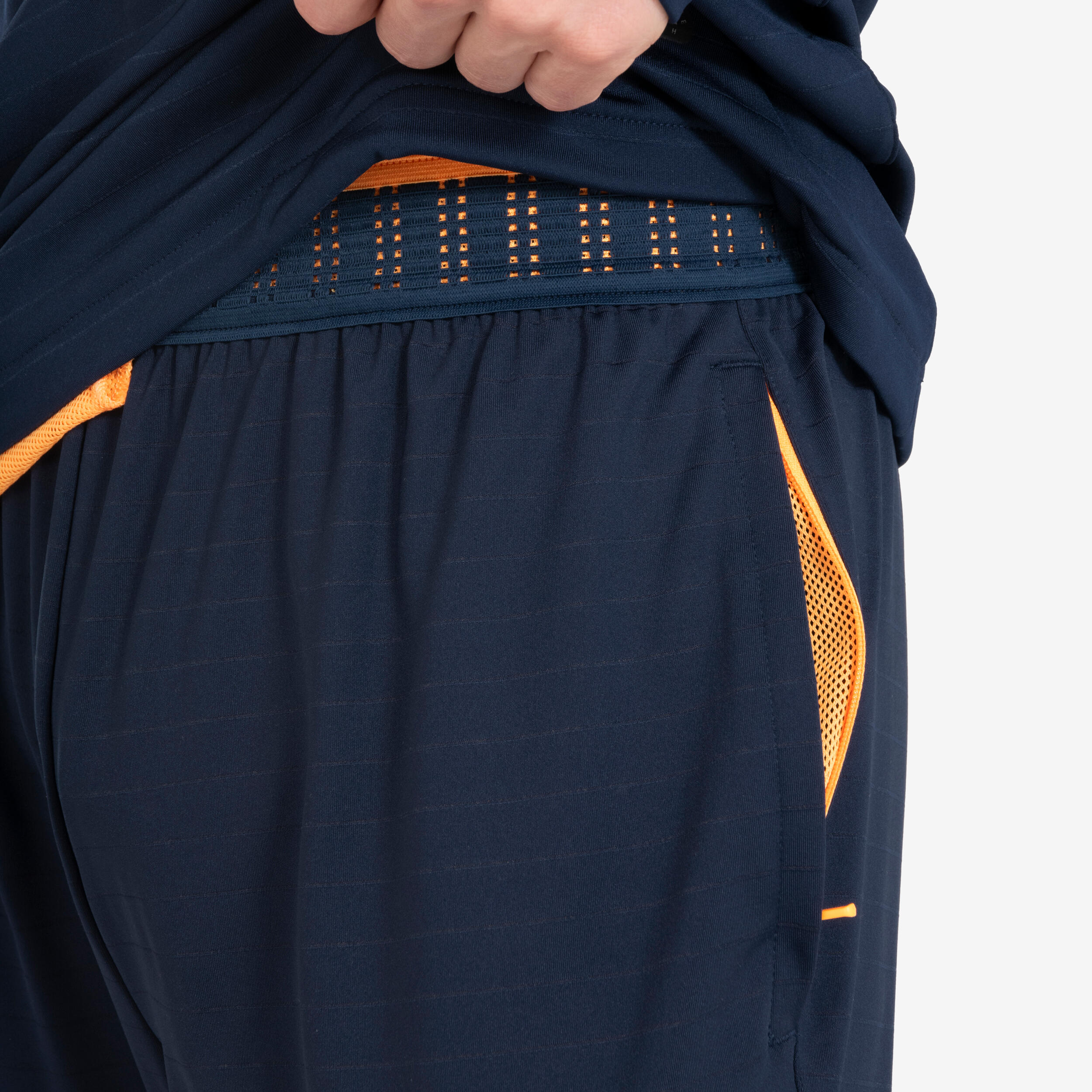 KIPSTA Futbalové nohavice CLR modro-oranžové S (W30 L33) · záber 9