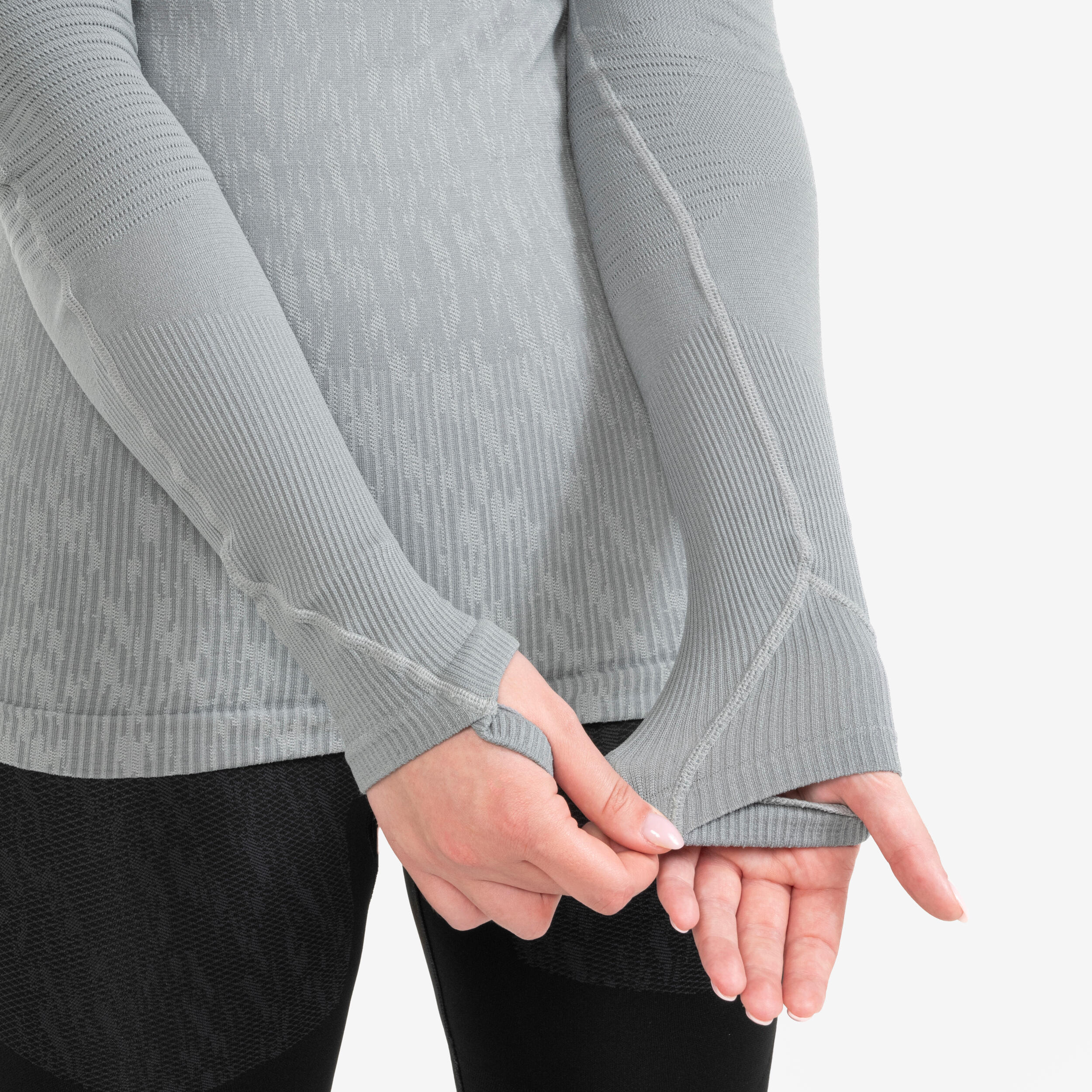 Sous-maillot de foot thermique sans-couture manches longues, Keepdry gris 14/19