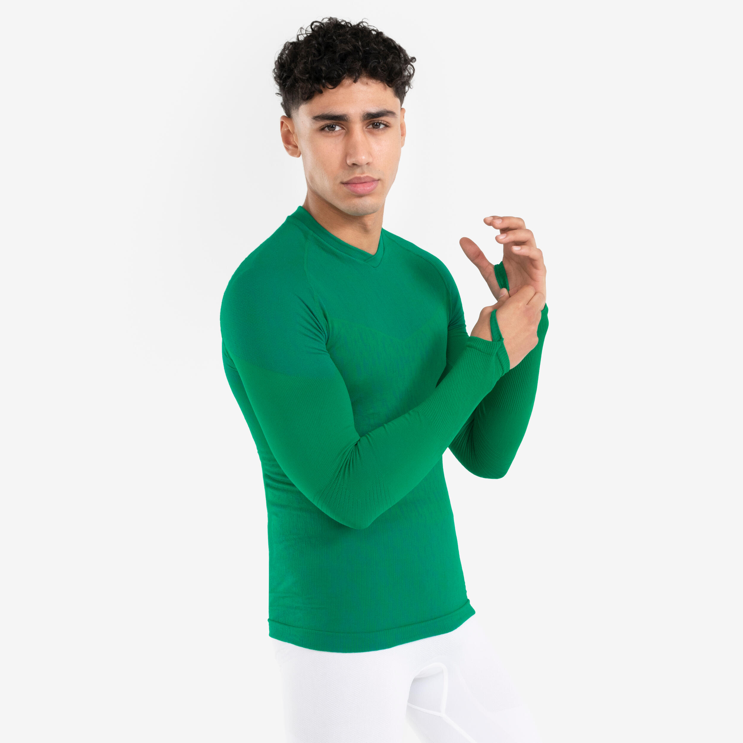 ADULT KEEPDRY LONG SLEEVED THERMAL UNDERWEAR TOP GREEN Decathlon