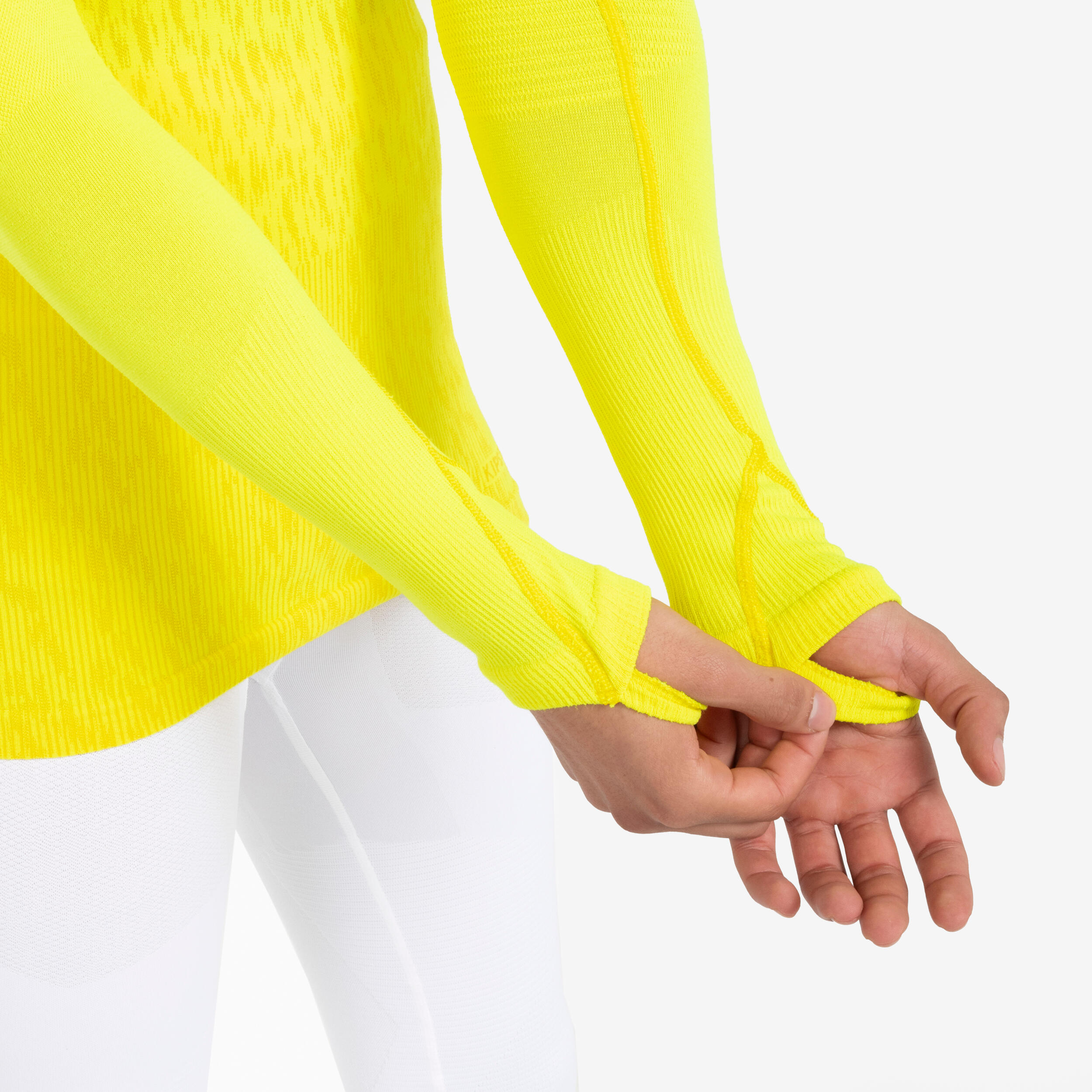 Sous-maillot de foot thermique sans-couture manches longues, Keepdry jaune flu 7/13