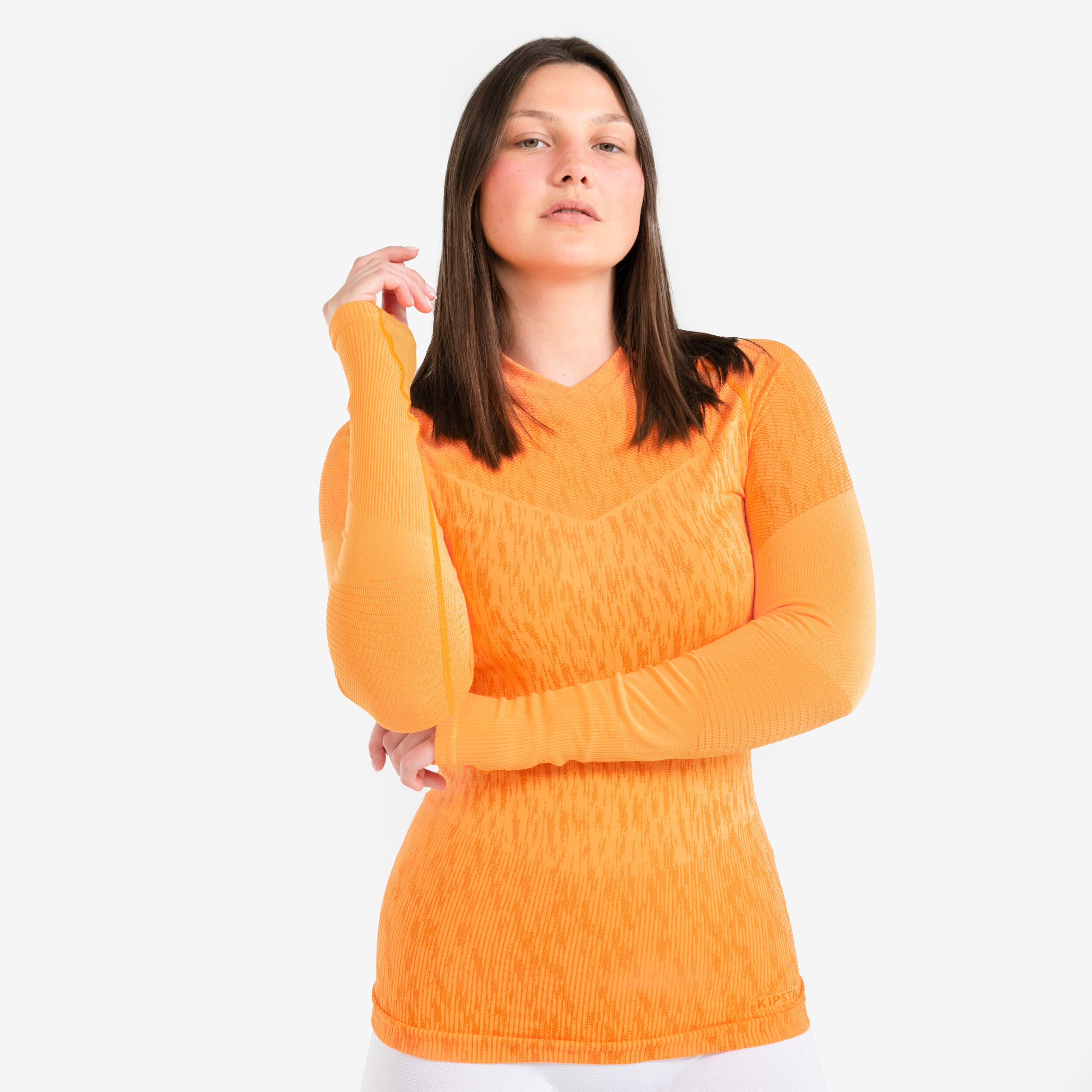 Sous-vetement thermique haut manches longues adulte orange melon keepdry 3/14