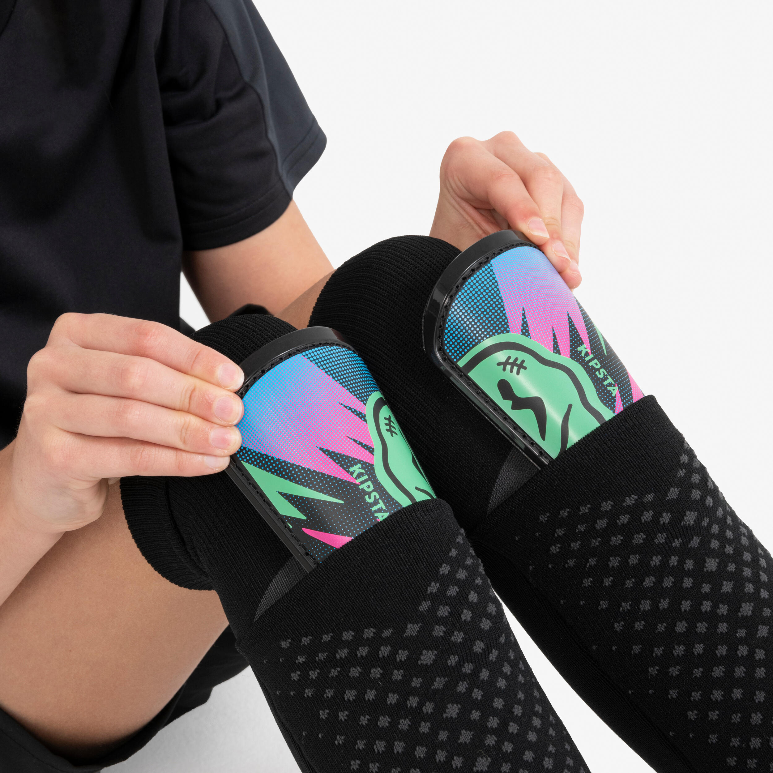 CHAUSETTES + PROTEGE TIBIAS FOOTBALL ENFANT "EASY POCKET" KIPSTA