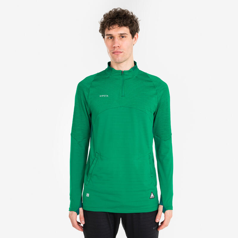 Trainingspak met shirt met 1/2 rits voor voetbal voor volwassenen CLR groen