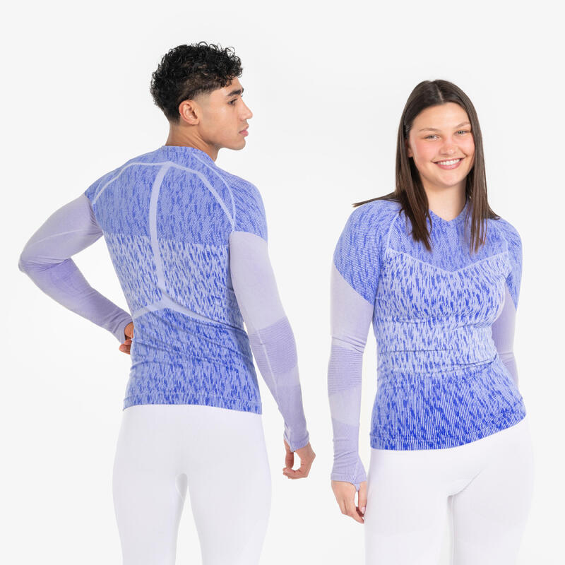 SOUS-VETEMENT THERMIQUE HAUT MANCHES LONGUES ADULTE GRIS VIOLACE KEEPDRY