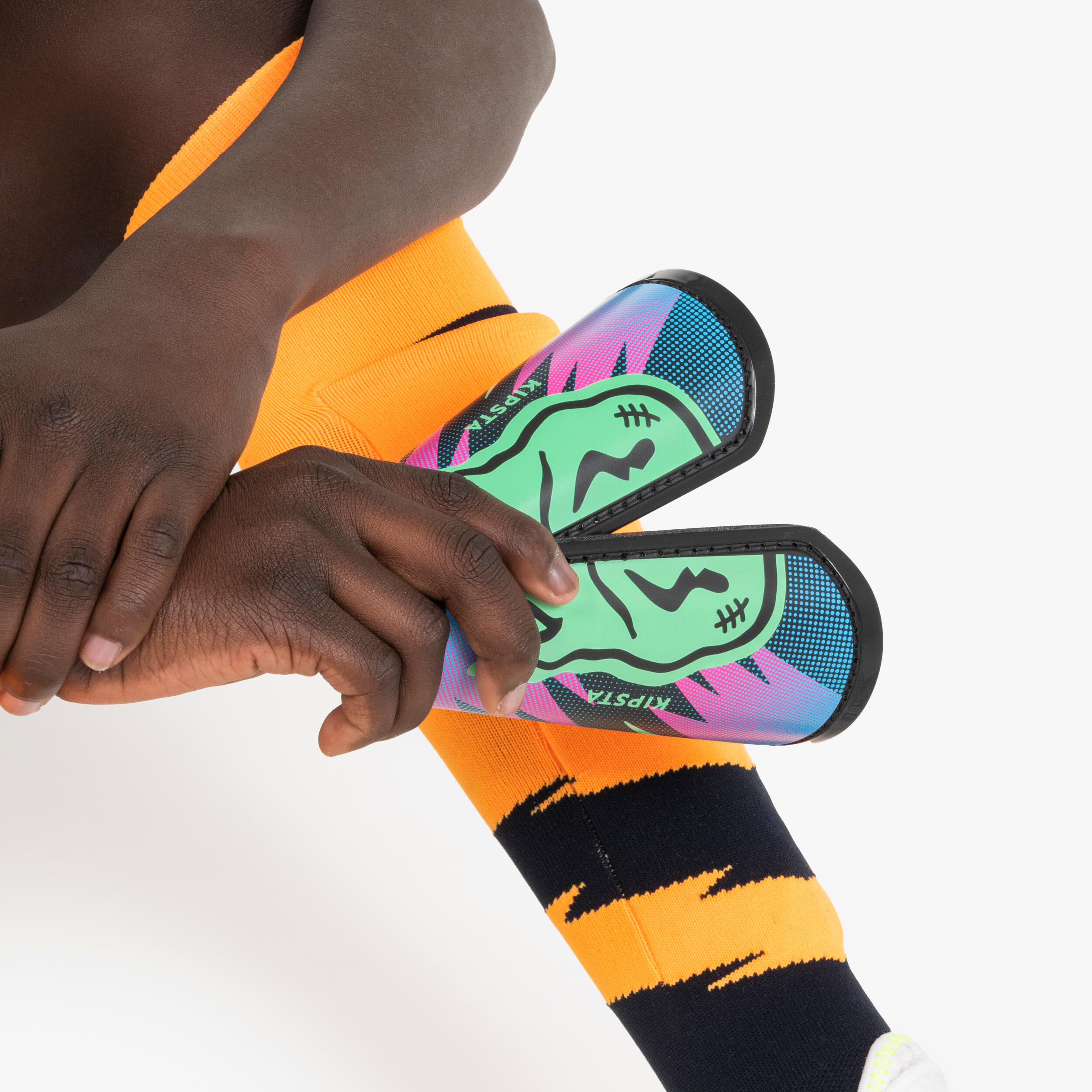 Kids' Football Socks Easy Pocket - Orange 4/6