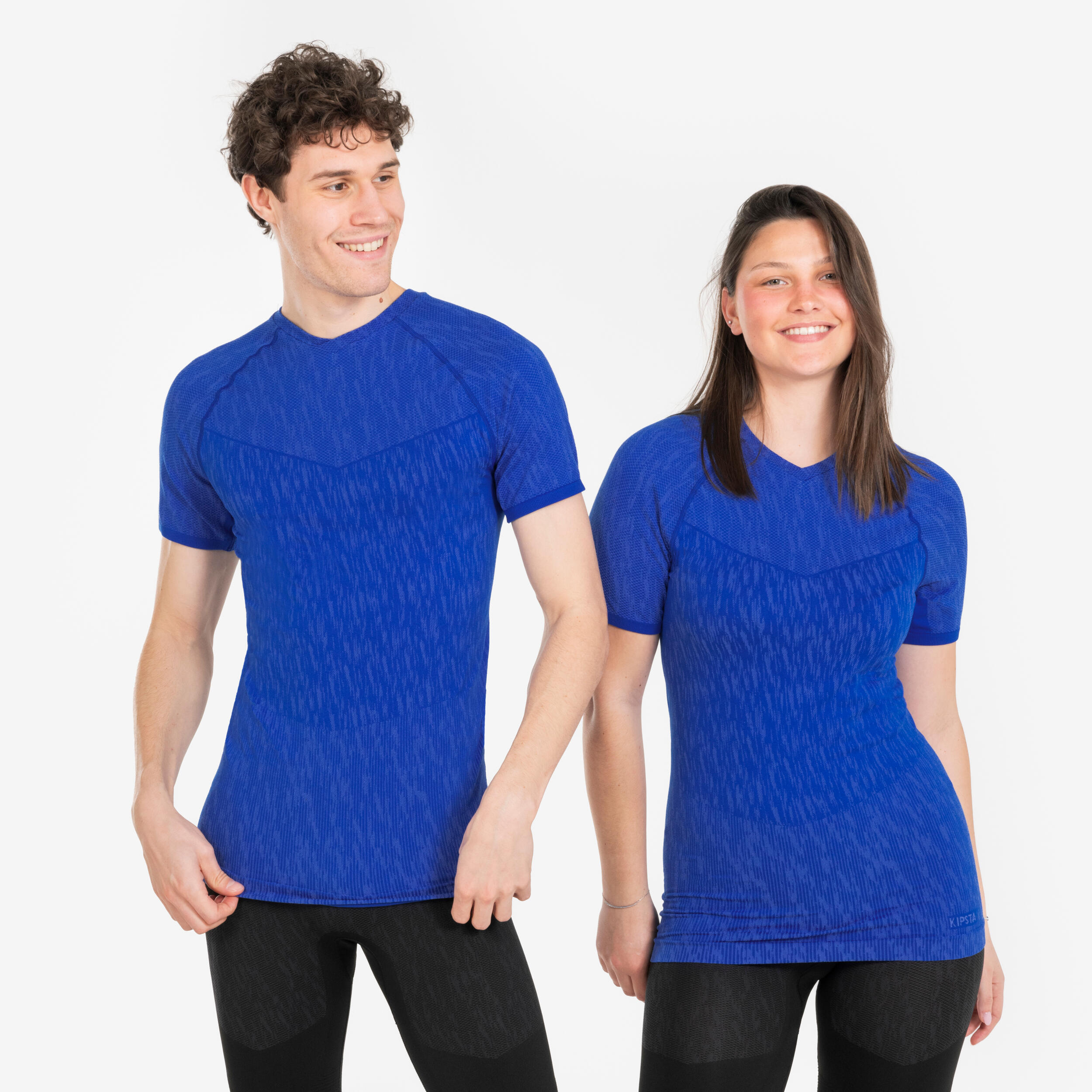 Unisex Football Half Sleeve Compression Tshirt Warm Keepdry - Indigo Blue