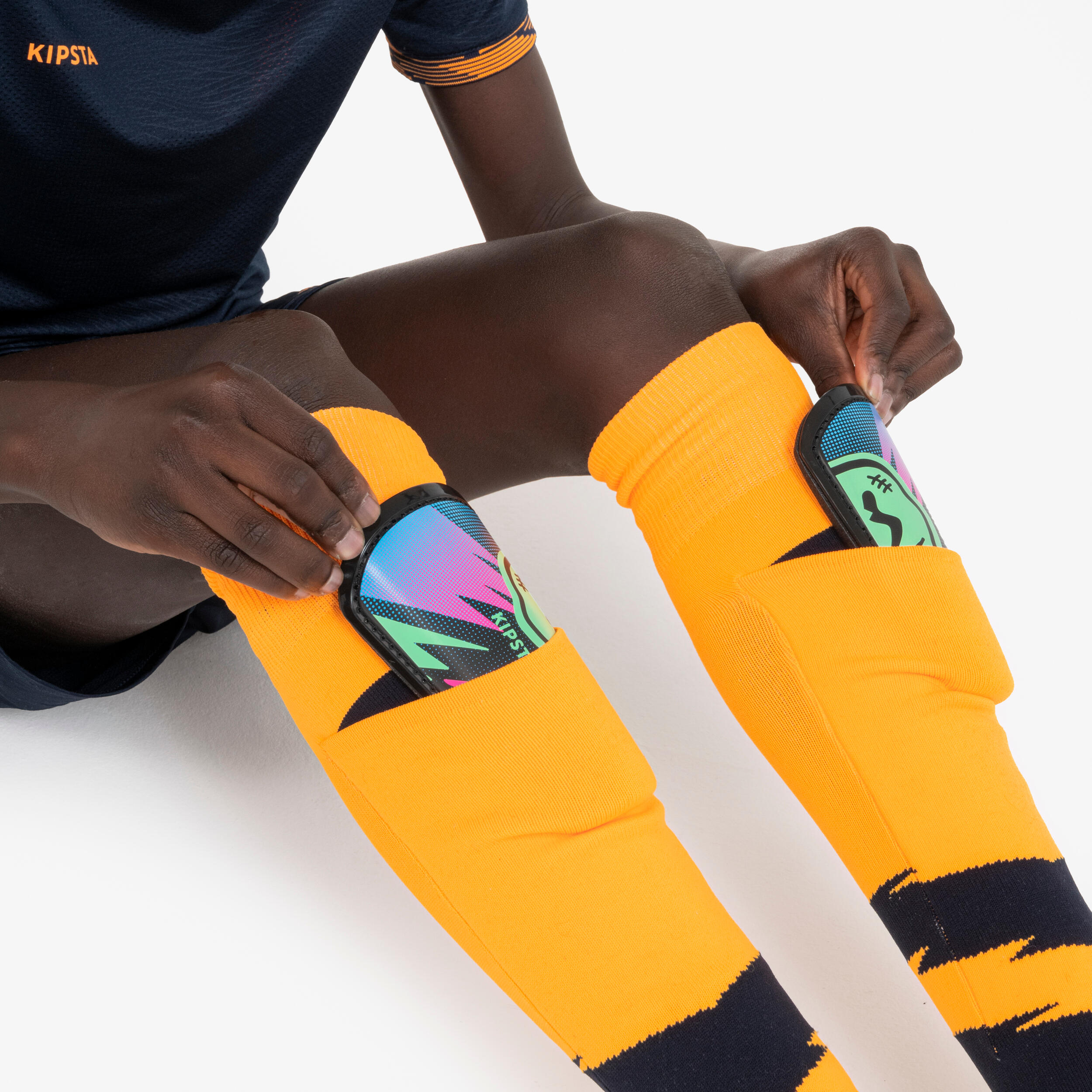 Kids' Football Socks Easy Pocket - Orange 3/6