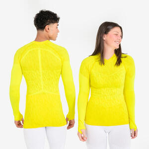 Camiseta térmica de fútbol manga larga adulto amarillo keepdry 500