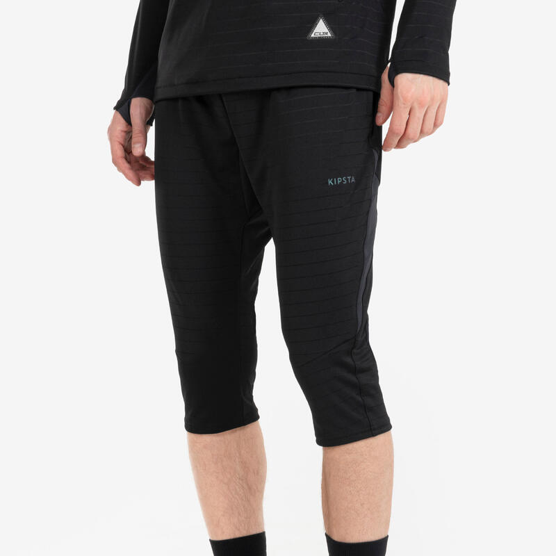 Pantalon de trening 3/4 Fotbal CLR negru Adulţi 