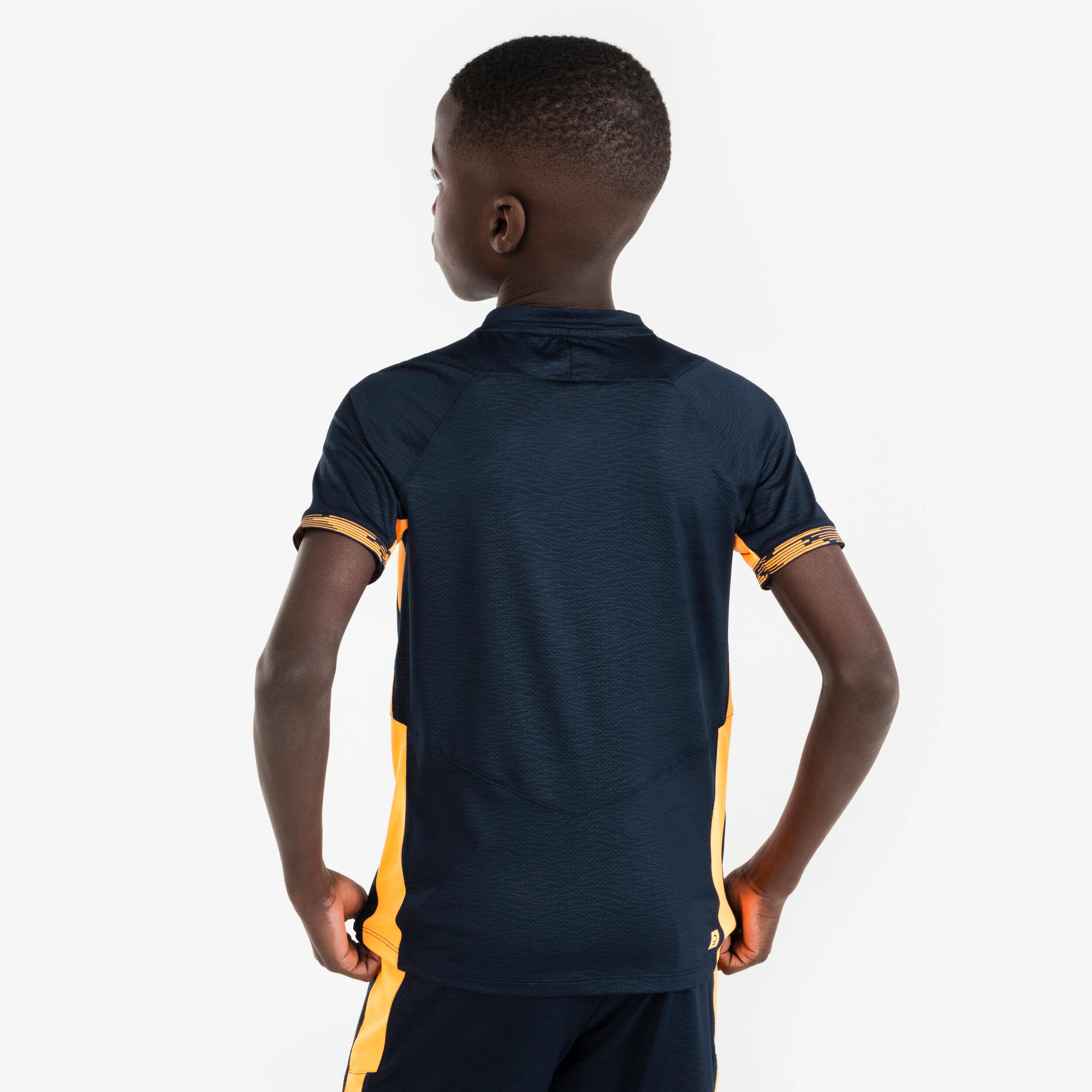 Kids' Short-Sleeved Football Shirt CLR - Orange/Navy -  3