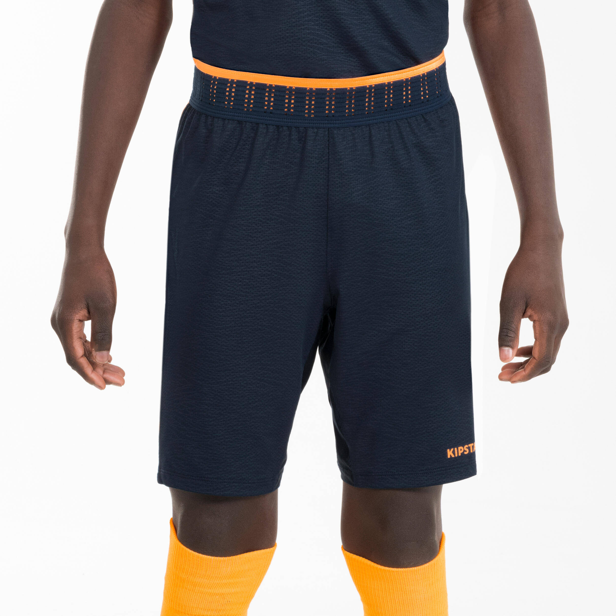 Kids' Football Shorts CLR - Navy & Orange -  3