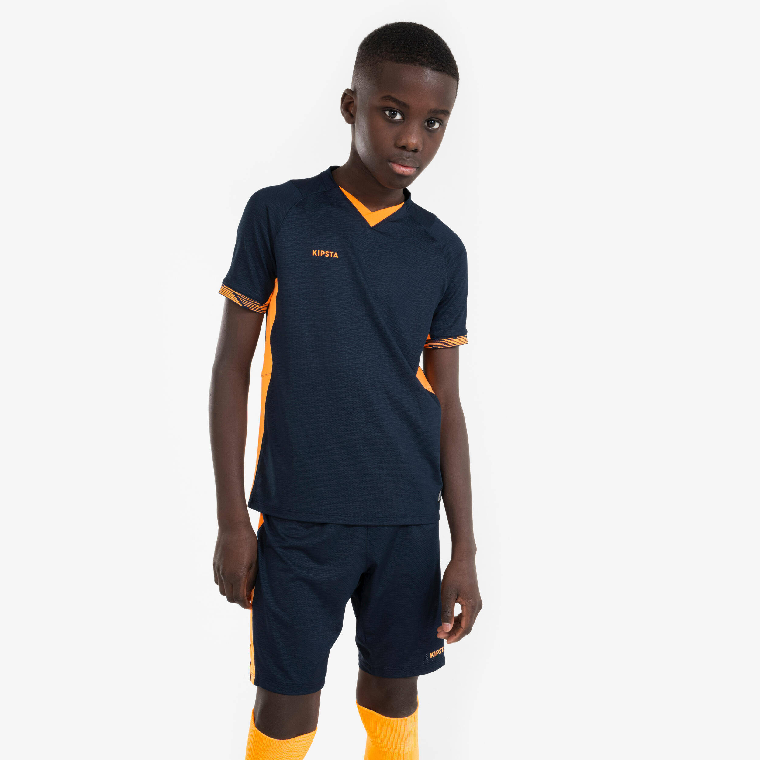 Kids' Football Shorts CLR - Navy & Orange -  5