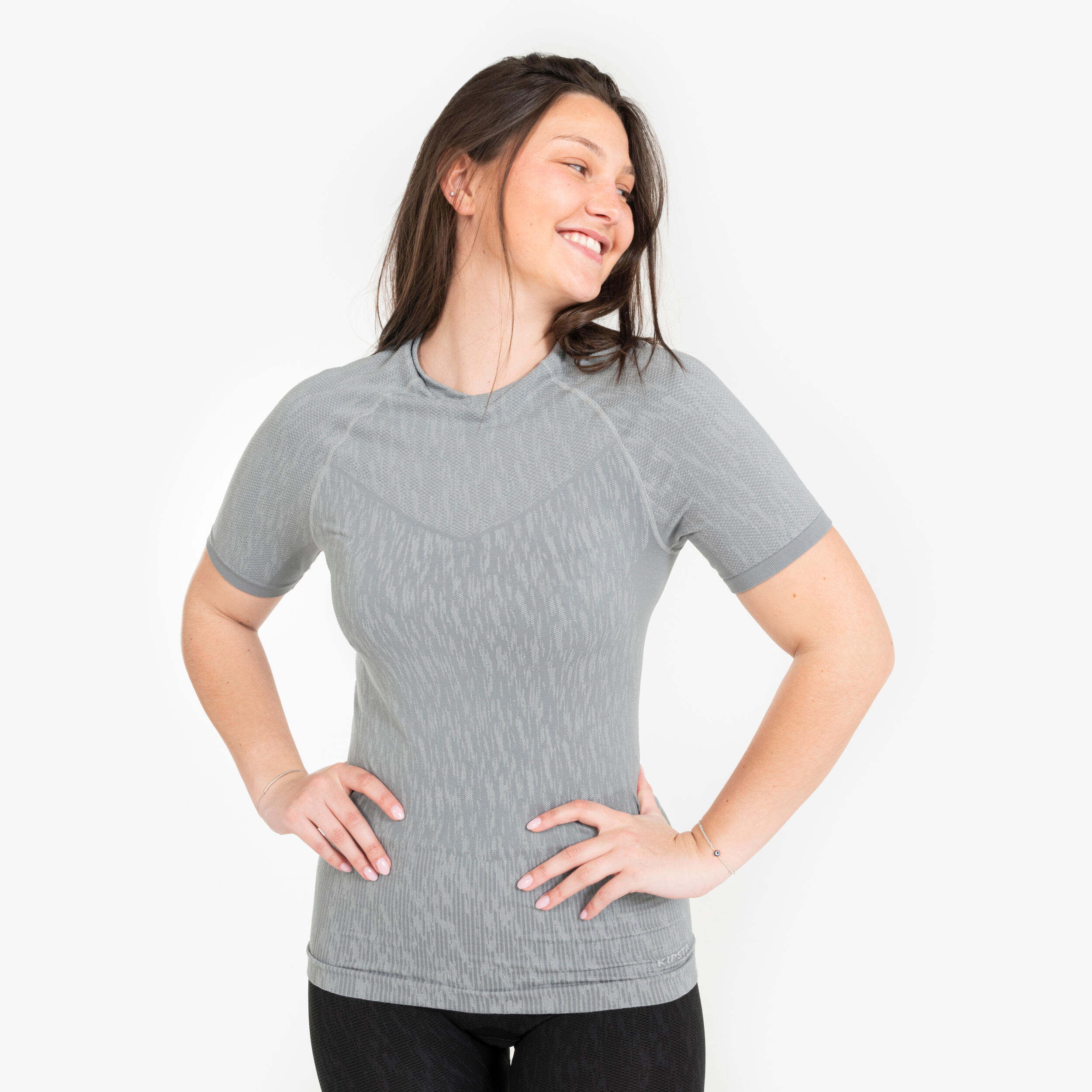 Thermoshirt heren / dames Keepdry korte mouwen grijs 3/8