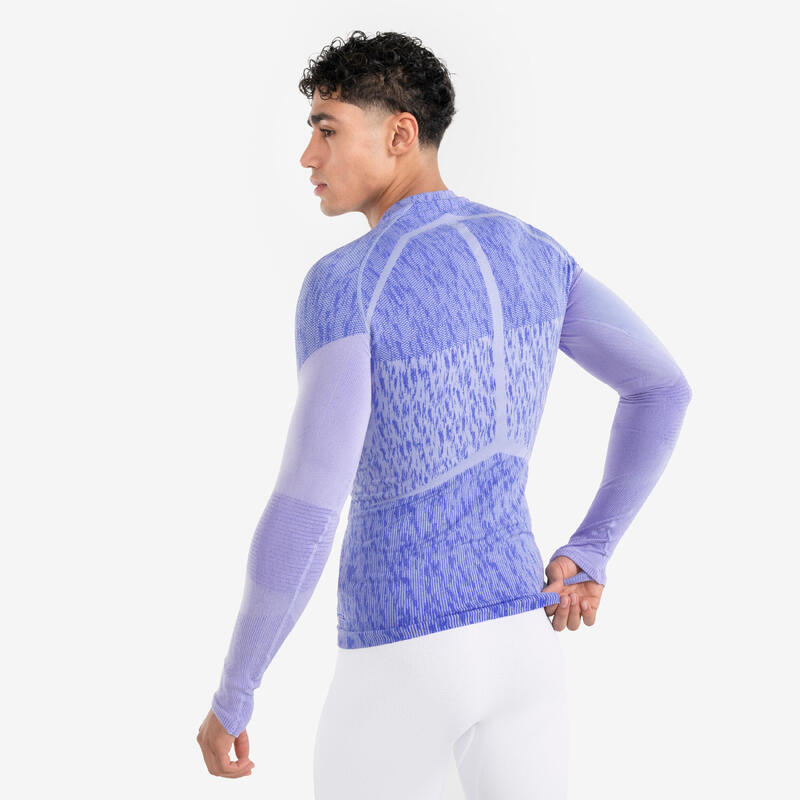 SOUS-VETEMENT THERMIQUE HAUT MANCHES LONGUES ADULTE GRIS VIOLACE KEEPDRY