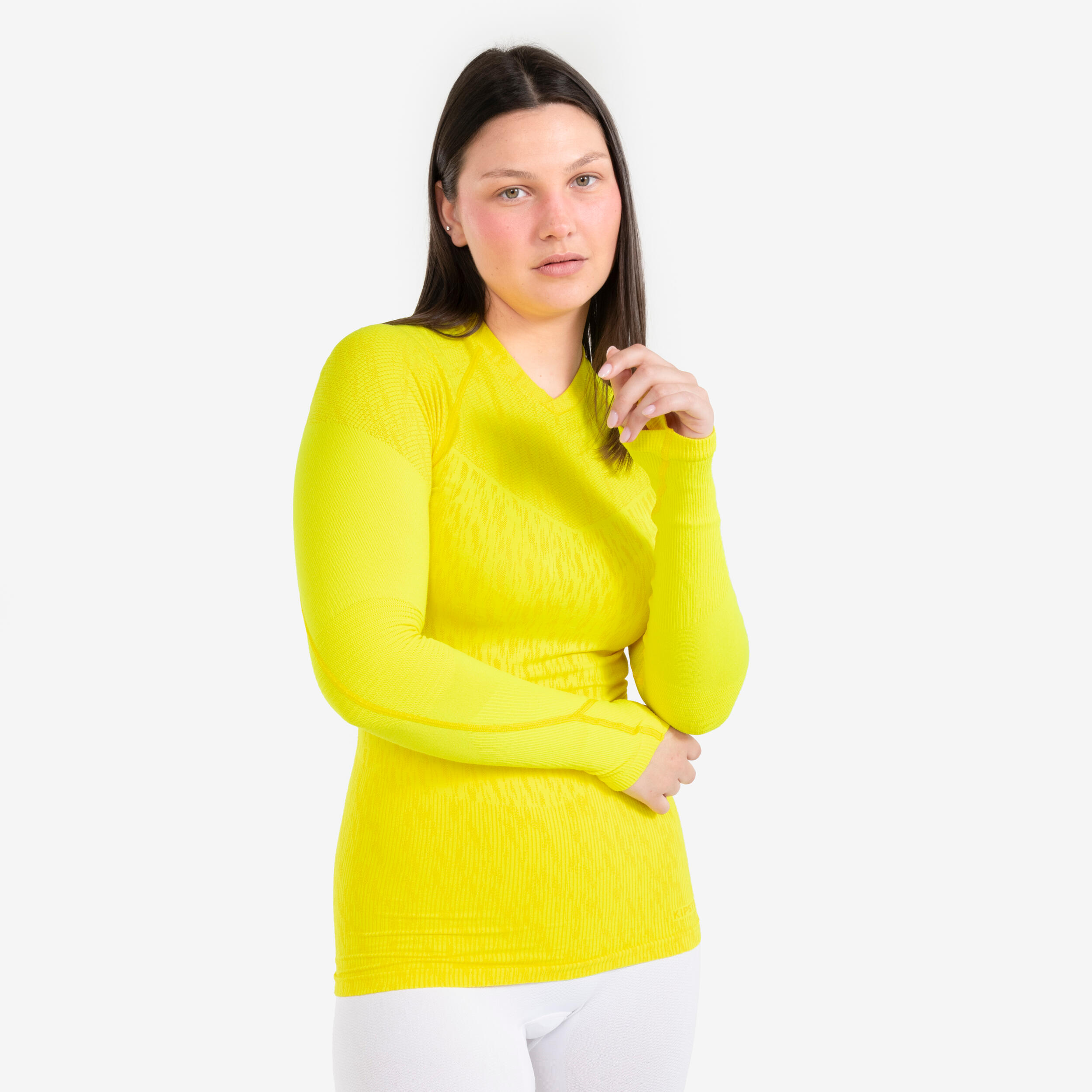 Sous-maillot de foot thermique sans-couture manches longues, Keepdry jaune flu 3/13