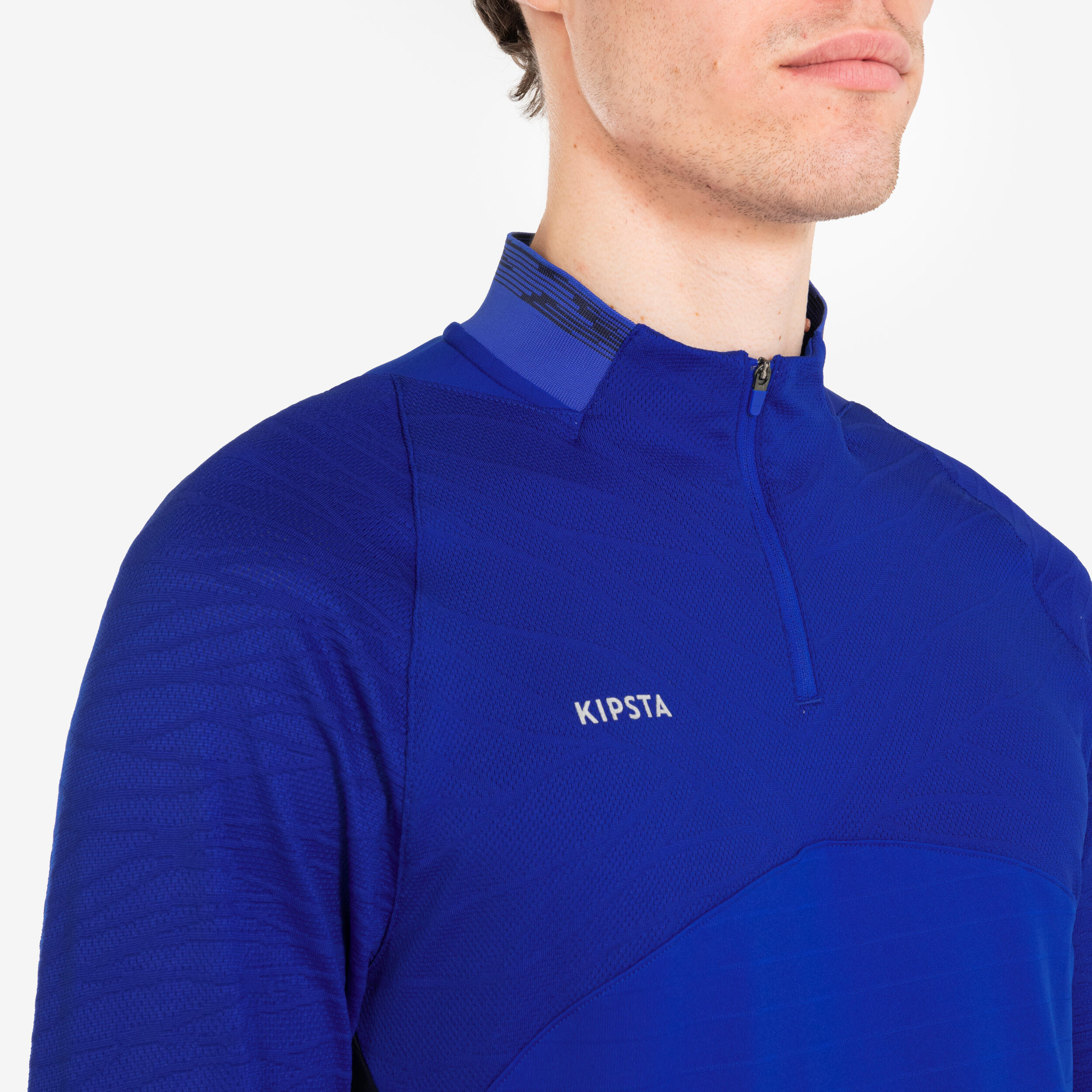 Damen/Herren Fußball 1/2 Zip Sweatshirt CLR blau Decathlon