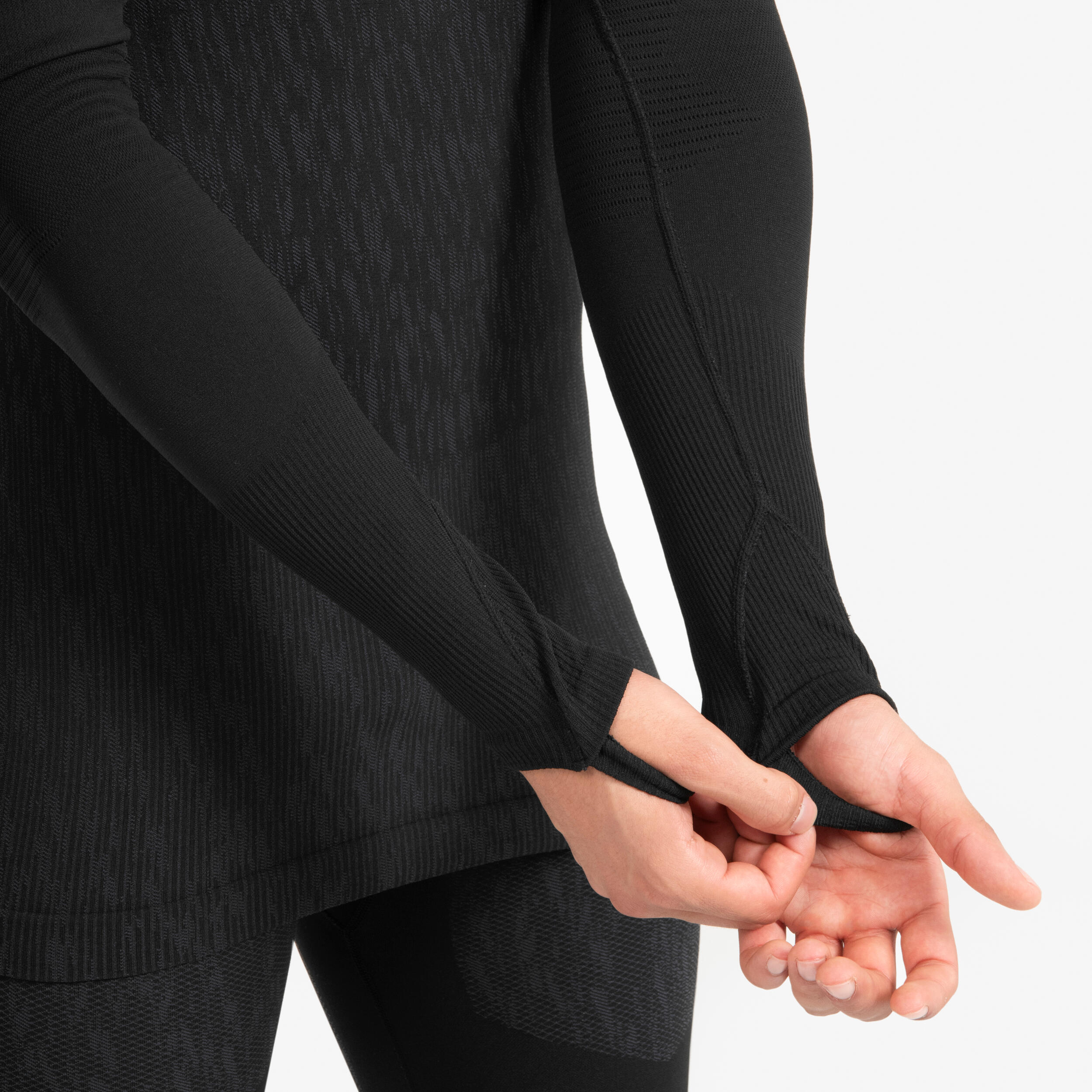 Adult Long-Sleeved Thermal Base Layer Top Keepdry - Black 5/9