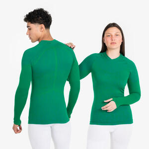 Camiseta térmica de fútbol manga larga adulto verde keepdry 500