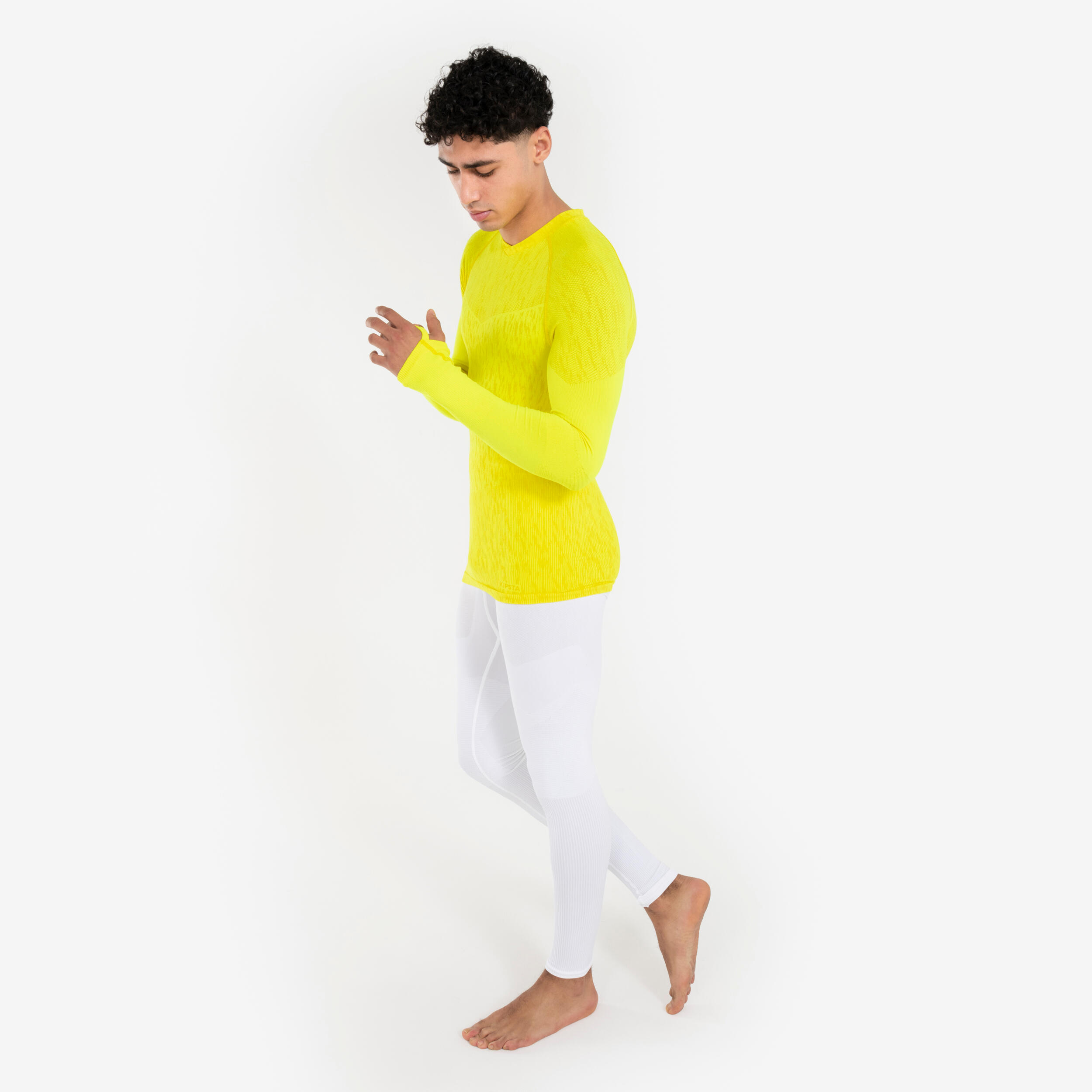 Sous-maillot de foot thermique sans-couture manches longues, Keepdry jaune flu 6/13