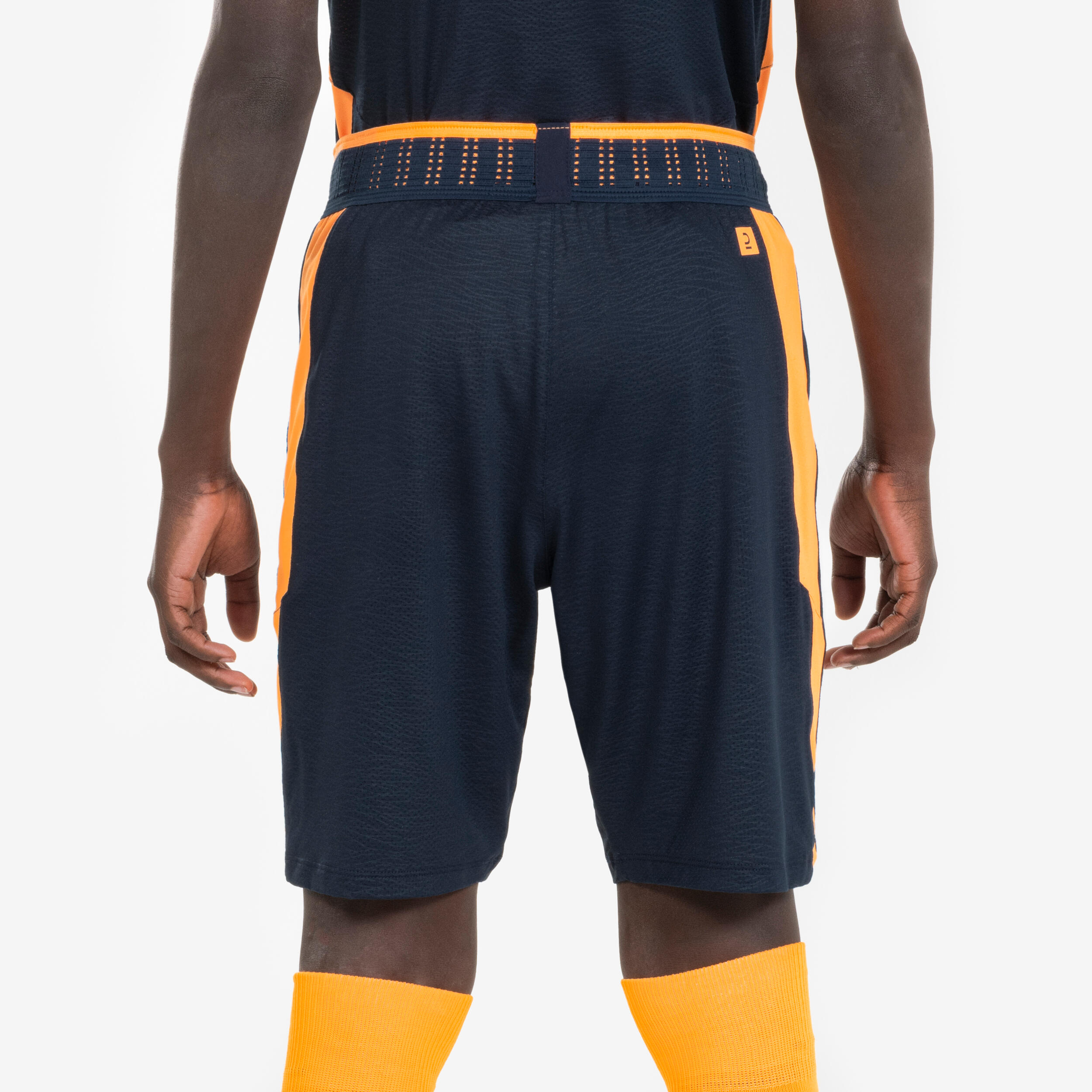 Voetbalbroekje kind CLR donkerblauw/oranje 4/4