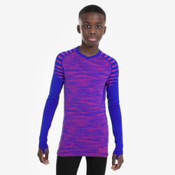 Sous-maillot de foot thermique seamless ML enfant, Keepdry bleu rose