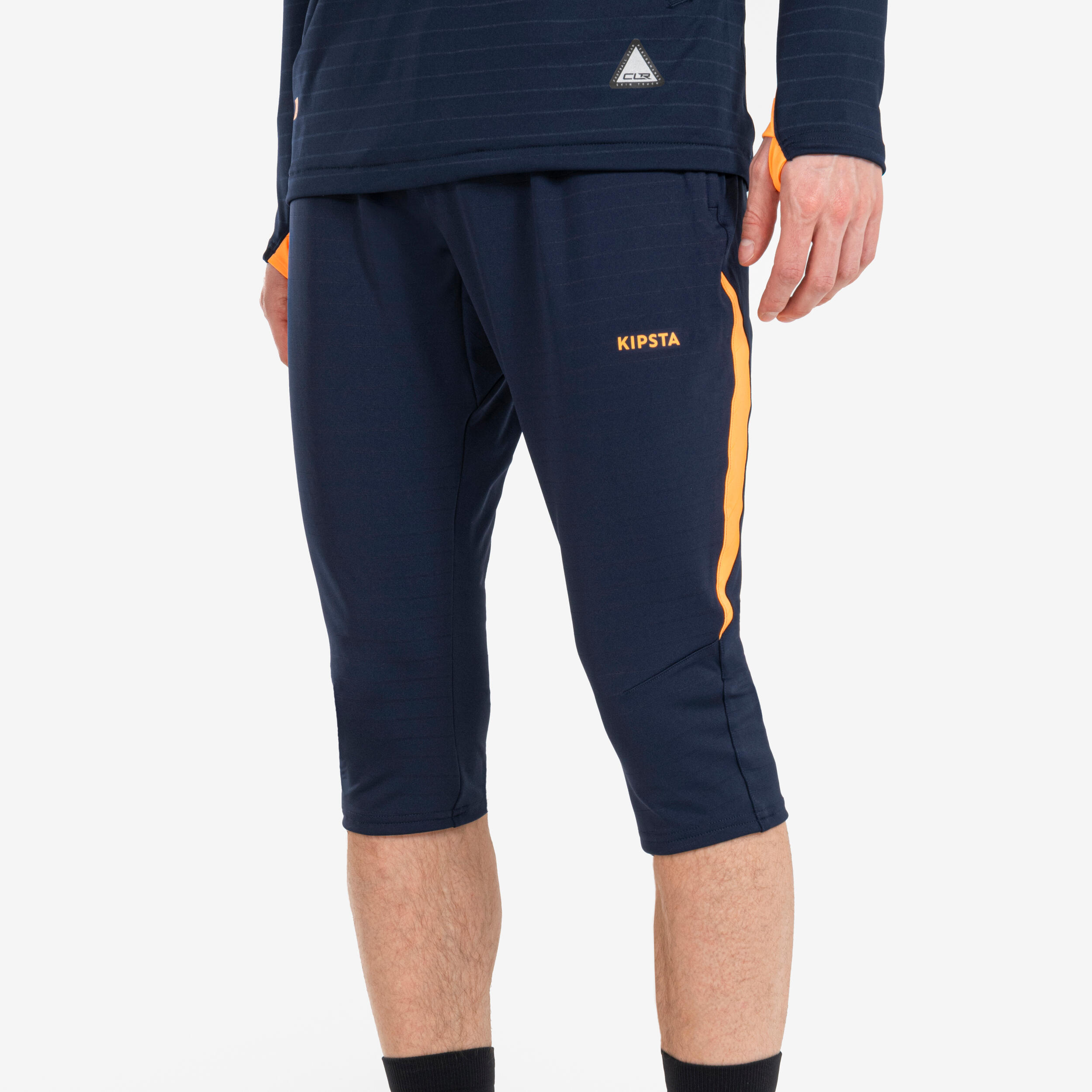 Pantalón de fútbol CLR 3/4 Marino y naranja 2/5