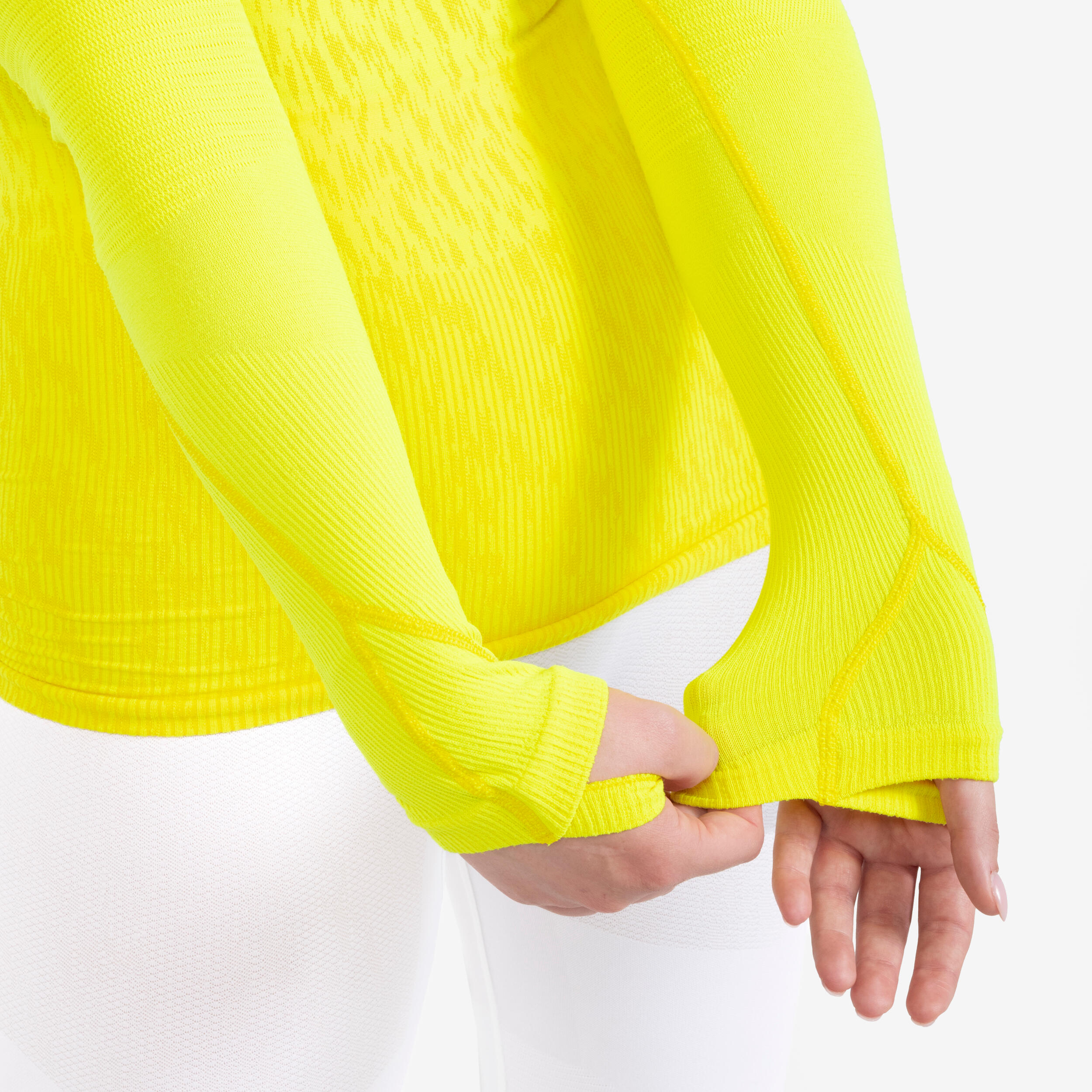 Sous-maillot de foot thermique sans-couture manches longues, Keepdry jaune flu 8/13