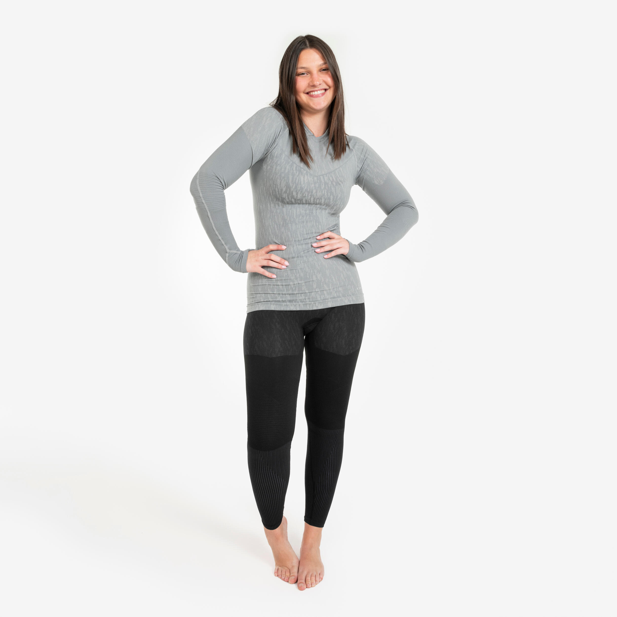 Sous-maillot de foot thermique sans-couture manches longues, Keepdry gris 10/19