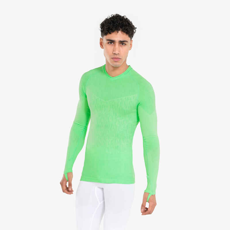 Adult Long-Sleeved Thermal Base Layer Top Keepdry - Crypto Green