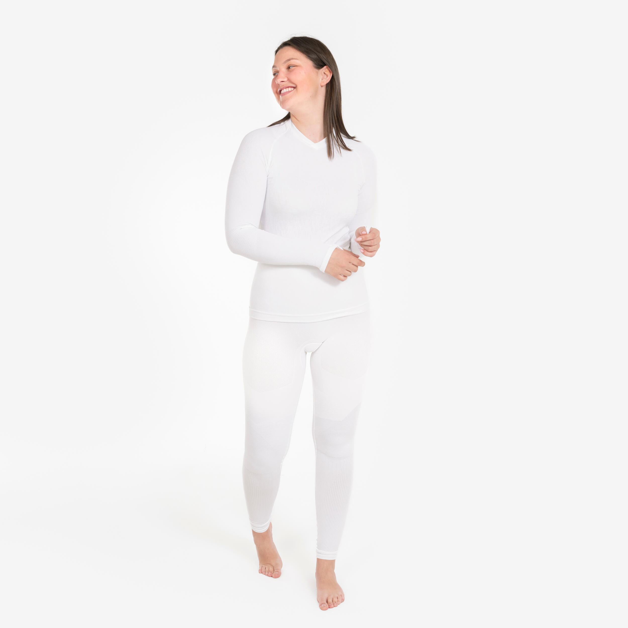 Sous-maillot de foot thermique sans-couture manches longues, Keepdry blanc 13/19