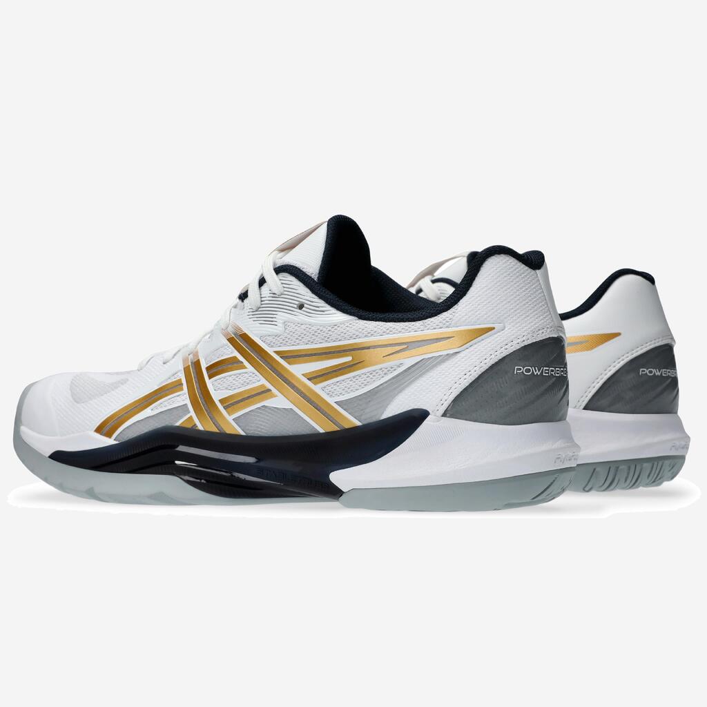 Damen/Herren Handball Hallenschuhe - Asics Powerbreak FF weiss/gold 