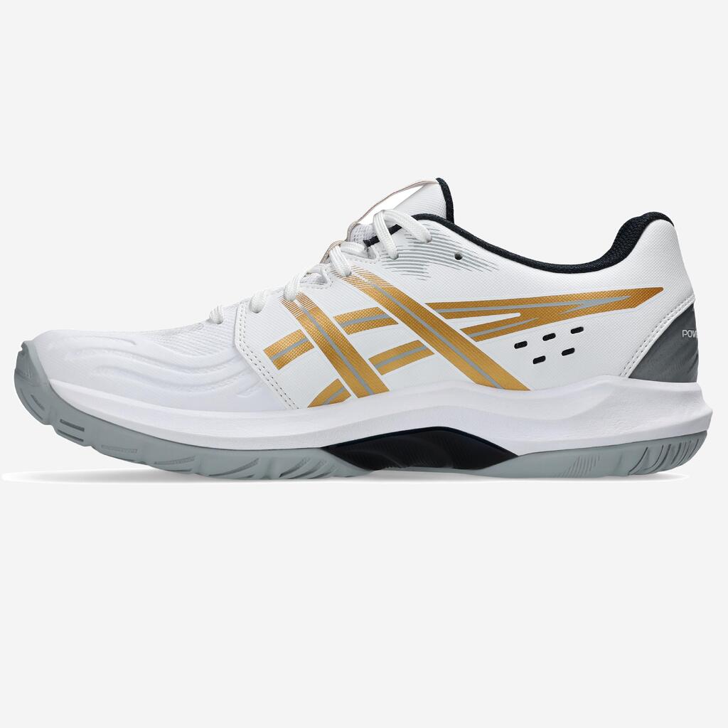 Damen/Herren Handball Hallenschuhe - Asics Powerbreak FF weiss/gold 