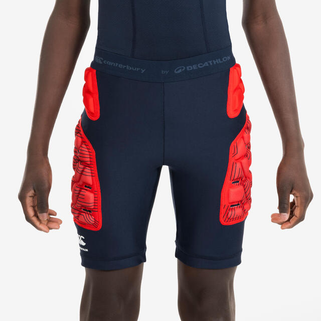 Kinder Rugby Protektor Shorts - R500 Decathlon Canterbury blau