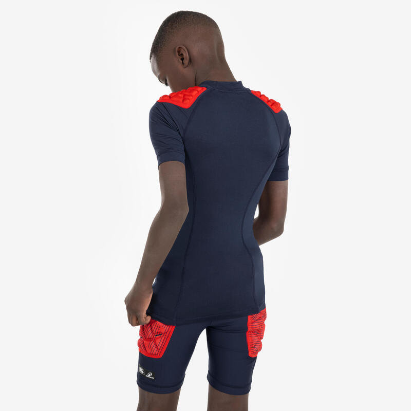 Tricou protecție umeri Rugby R500 Canterbury Albastru Copii