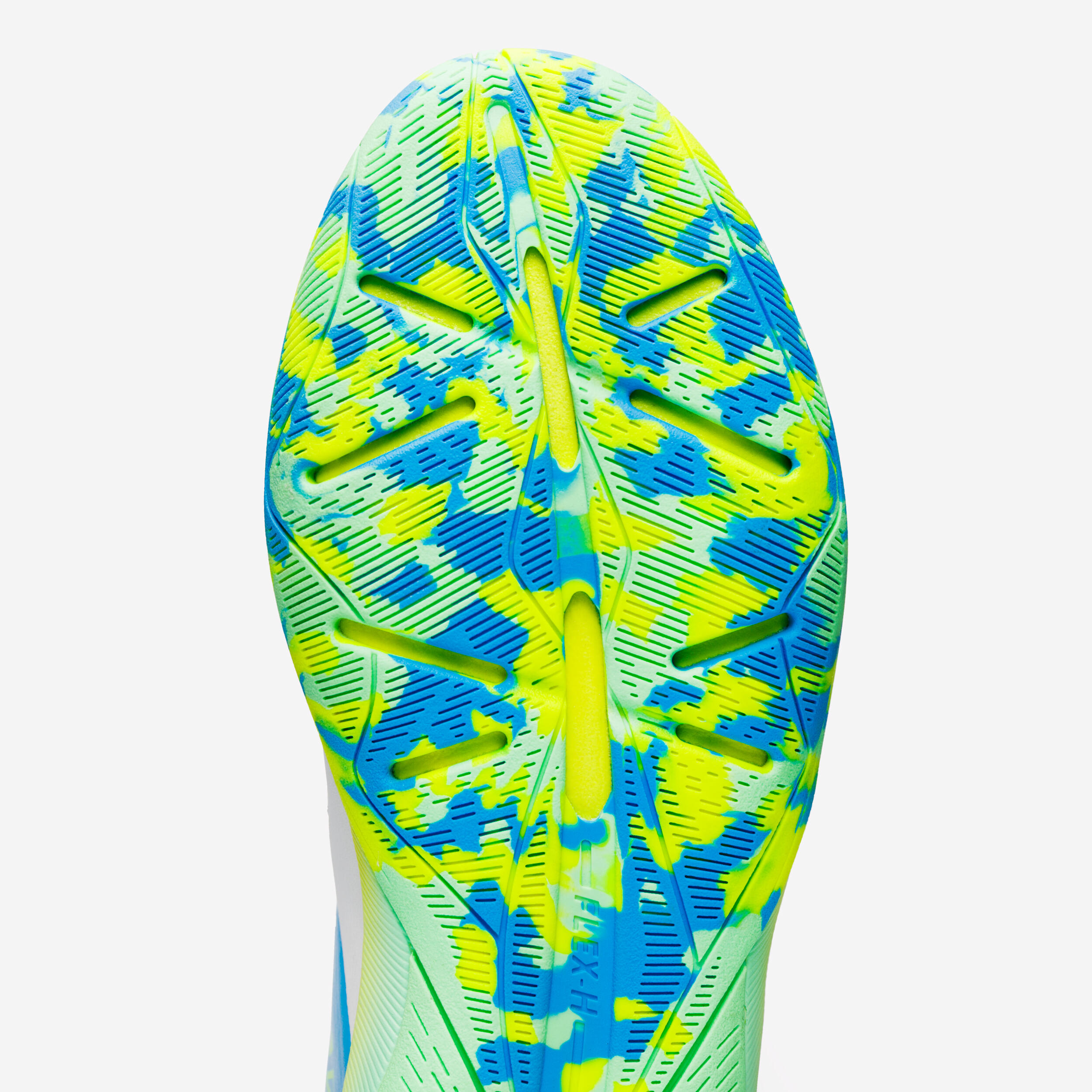 Zaalvoetbalschoenen kind Ginka Pro wit/blauw/groen 5/6