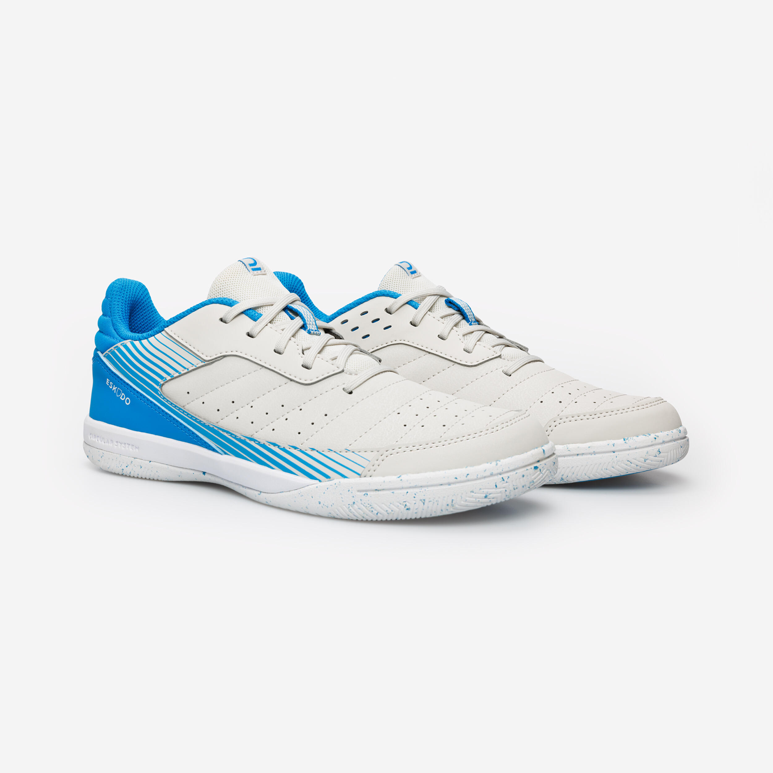 Zaalvoetbalschoenen kind Eskudo 500 beige/blauw 3/6