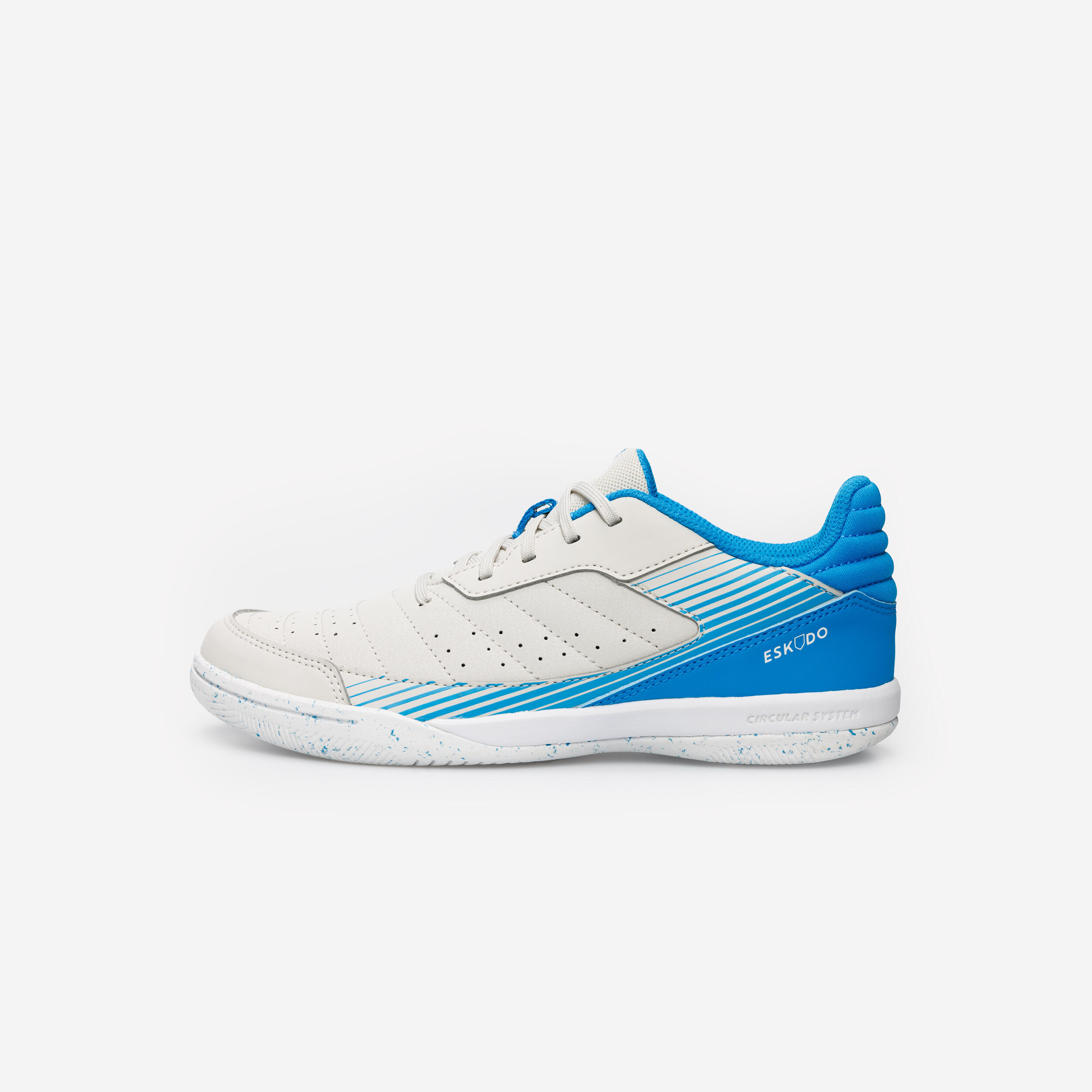 KIPSTA Zaalvoetbalschoenen kind Eskudo 500 beige/blauw