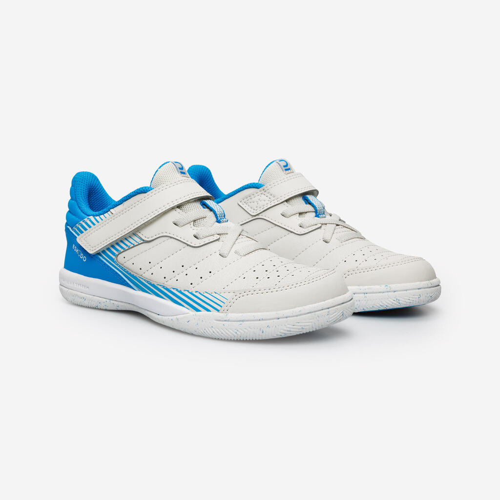 Kids' Futsal Trainers Eskudo 500 - Beige/Blue